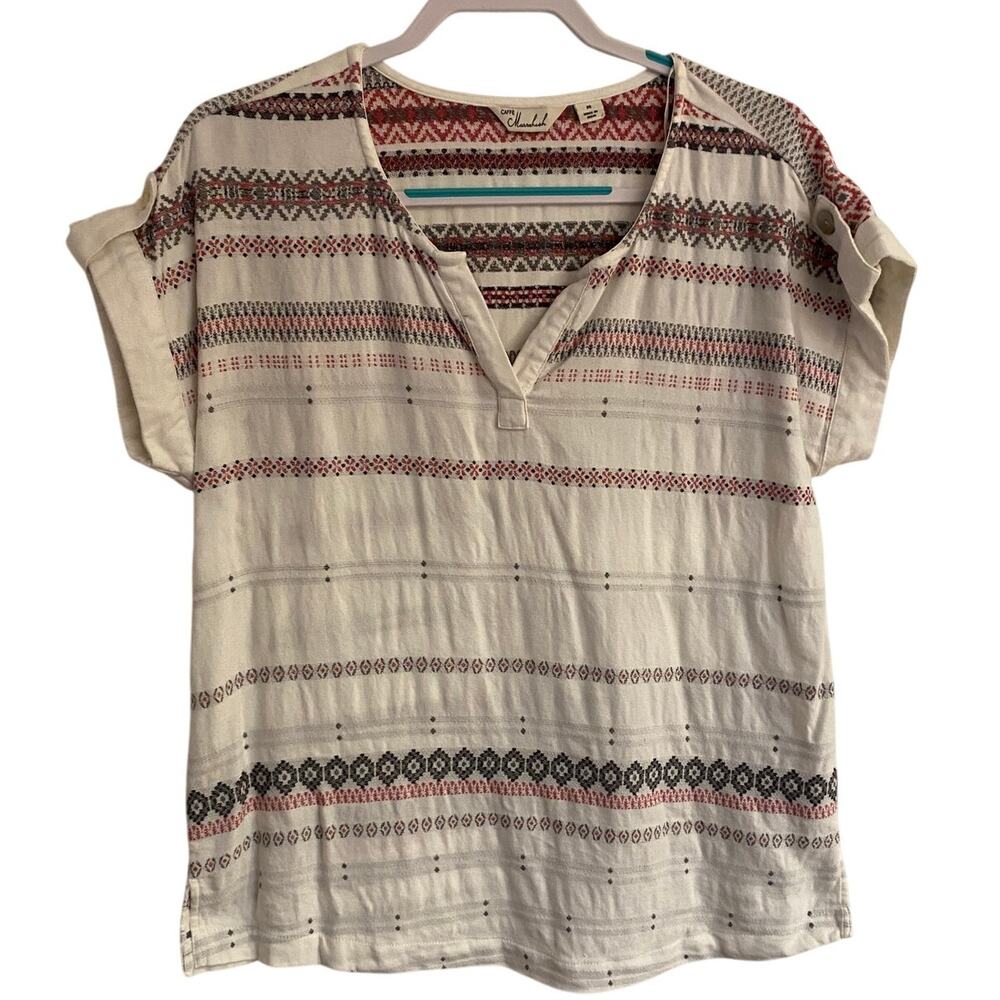 Cafe Marrakesh Cotton Blend Patterned Top Size M Work Casual